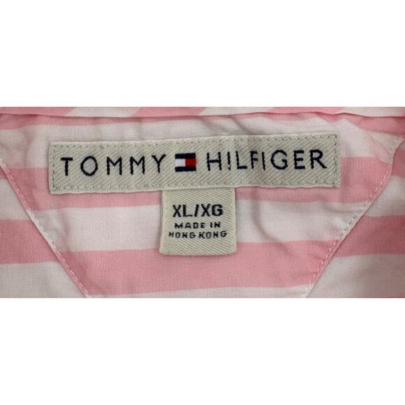 Tommy Hilfiger Pink & White Striped Button-Up Shirt XL Long Sleeves - Picture 2 of 4